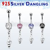 mcdvd17 steel belly banana w round cz silver musical note