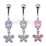 mcdz319 belly banana w prong set cz stone a dangling cz flower