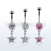 mcdz414 steel belly banana w dangling star w round cz