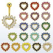 mdk708 anodized 316l steel belly banana w a big crystal heart