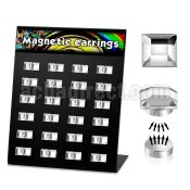 mg87 board of 6mm square clear crystal magnetic earrings