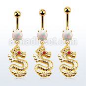 mgo721 gold steel belly banana w opal  dragon w crystal eyes