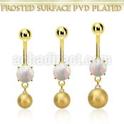 mgofot gold steel belly banana w opal  8mm frosted ball