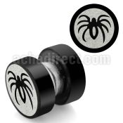 mpls11 black 316l steel magnetic fake plug w spider logo