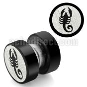 mpls12 black anodized 316l steel magnetic fake plug w scorpion