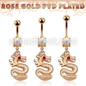 mro721 rosegold pvd plated steel belly banana opal dragon