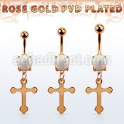 mrocro rose gold steel belly banana w opal vintage cross