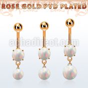 mroopb rose gold steel belly banana w opal 8mm opal ball