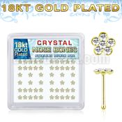 nbflbxcg 18k gold plated silver nose bones clear flower