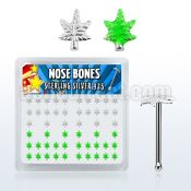 nbma box of silver nose bones w silver green marijuana