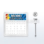 nbmx5 box w 52 silver nose bones, 22g w 1mm flat round tops