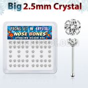 nbp19cx box of silver nose bones w 2 5mm clear prong set crystal