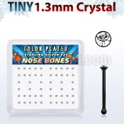 nbrb6xc box w black silver nose bone w 1 25mm round crystals