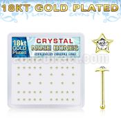 nbstxcg 18k gold plated silver nose bones clear star