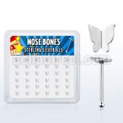 nbvbtf36 box w silver nose bones w 4.2mm flying butterfly tops