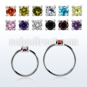 nhz2 silver nose ring w a 2mm cz in casting prong set