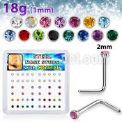 nlc18xm 316l steel nose studs round crystal tops assorted