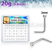 nlc20xc 316l steel nose studs round clear crystal tops