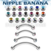 npbnjb4 surgical steel nipple banana 4mm bezel set balls