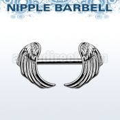 npsh15 316l steel nipple barbell with two rhodium plated wings