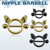 npt3 black or gold plated round nipple shield w 2 small wings