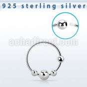 nr28 sterling silver nose hoop with 3mm fixed balls