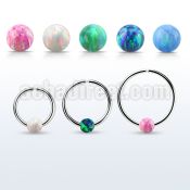 nr31o 925 silver seamless nose hoop, 18g w 3mm opal ball