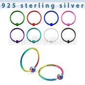 ns06bl color plated sterling silver nose hoop with ball