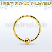 ns06rg sterling silver nose hoop with 18k gold plated ball