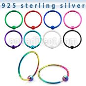ns07bl color plated silver nose hoop with ball diameter 12mm