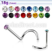 nsc18 316l steel nose screw 18g 1mm w 2mm round crystal top
