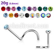 nsc 316l steel nose screw w half ball shaped round crystal