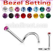 nscb 316l steel nose screw with bezel round crystal top