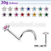 nscstc polished 316l steel nose screw with star top w crystal