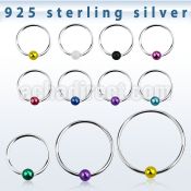nskb sterling silver nose hoop with a color plated ball