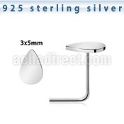 nsvdr 925 sterling silver nose stud teardrop shaped top