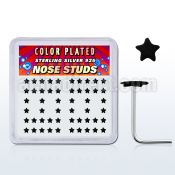 nsxsak box of silver nose studs with 2 3mm black star tops