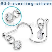 nwdvbz1 silver nose screw ball bezel set dangling cz