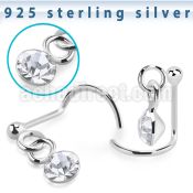nwdvm1 925 sterling silver nose screw ball dangling crystal