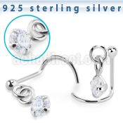 nwdvpz1 silver nose screw ball prong set dangling cz