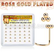 nwtsv36r rose gold plated silver nose screws triple balls