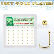 nwx18b box w 52 18k gold plated silver nose screws w 1.5mm ball