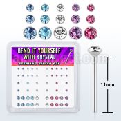 nybxmm2 silver bend it nose studs w 1 4 1 5 2 assorted crystals