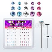 nybxmm silver bend it nose studs w mix sizes color crystals