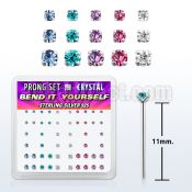 nybxpbm silver bend it nose studs w assorted prong crystals