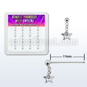 nyds16c box w silver bend it nose studs, w a dangling star