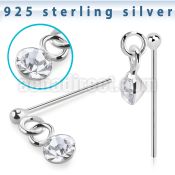 nydvm1 silver bend it yourself nose stud ball crystal