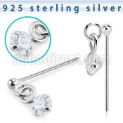 nydvpz1 silver bend it yourself nose stud ball prong set cz