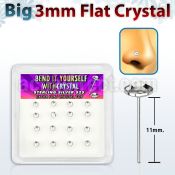 nyfb16c silver bend it nose studs with 3mm clear crystal tops