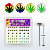 nylgx1 box of silver bend it nose studs w assorted marijuana